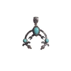 Artisan Crafted Tahoe Nevada Turquoise Pendant in Sterling Silver